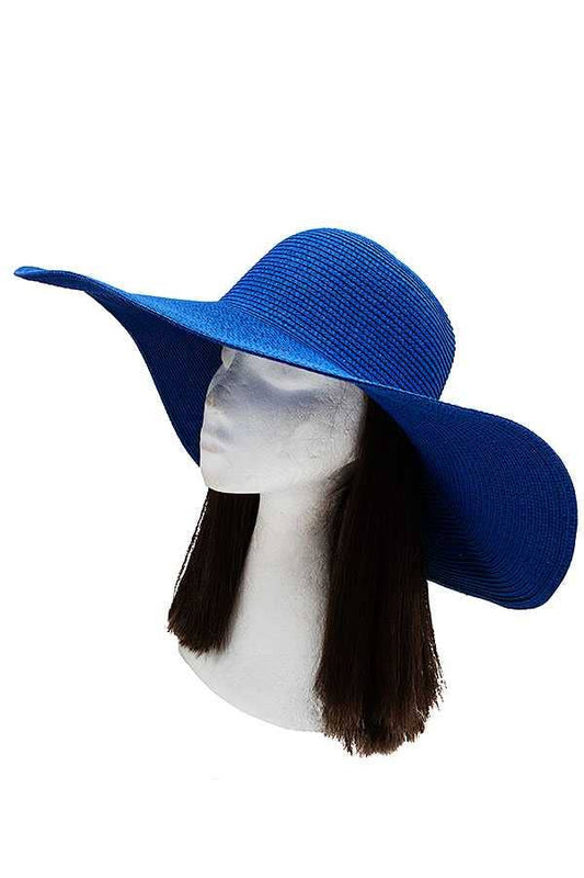 ROYAL BLUE SOLID FLOPPY STRAW HAT
